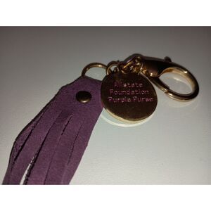 Vintage Key Ring: 1980s Allstate Foundation Purple Purse Tassel Gold Key Ring